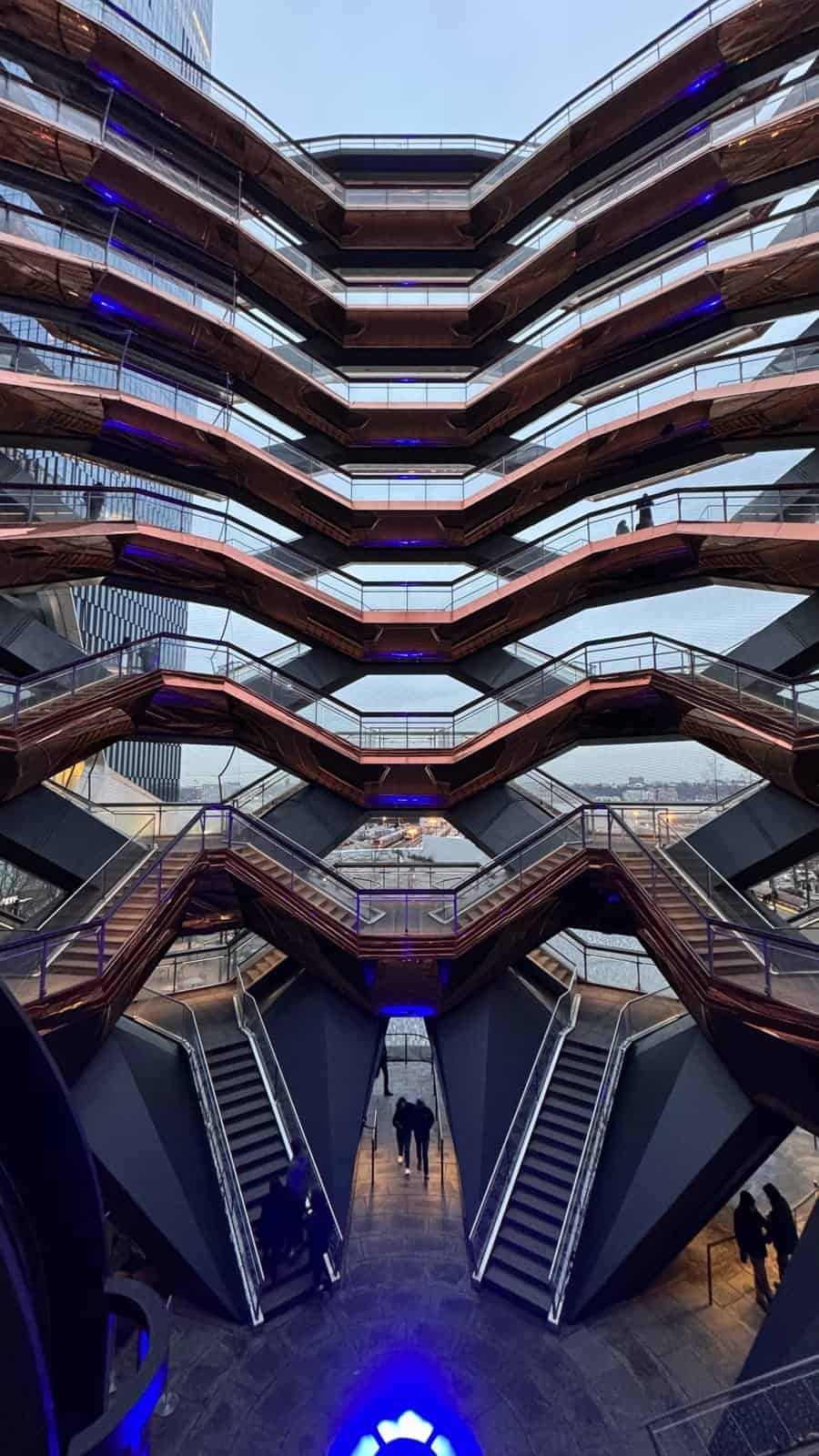 Geometric staircases and the upper-level safety mesh inside the Vessel