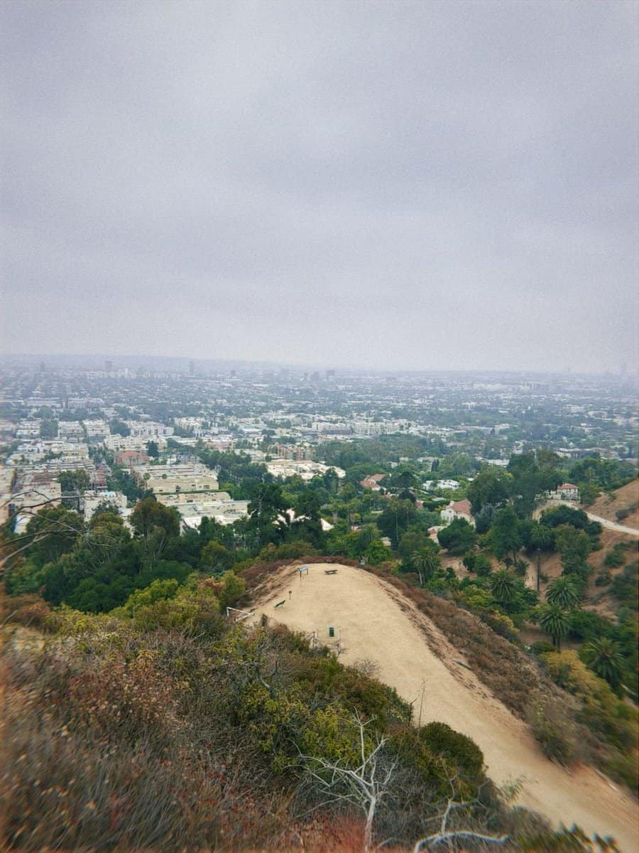 Runyon Canyon trail overlooking Los Angeles