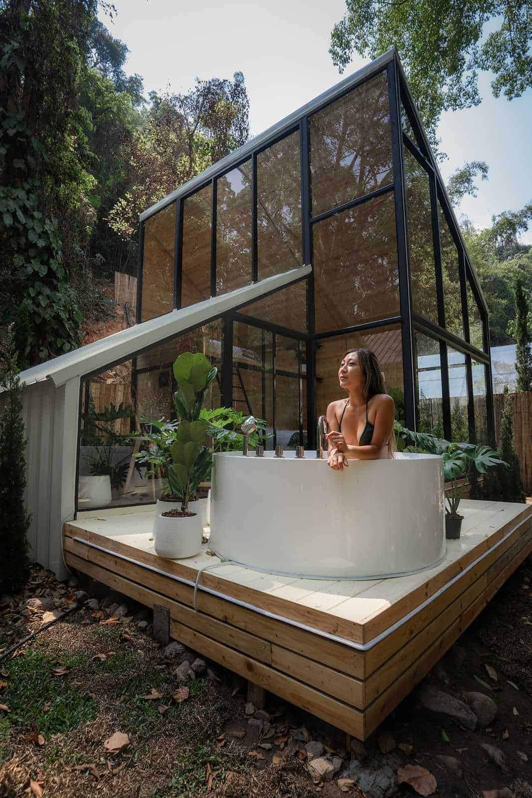 Outdoor tub at Norden glamping near Chiang Mai