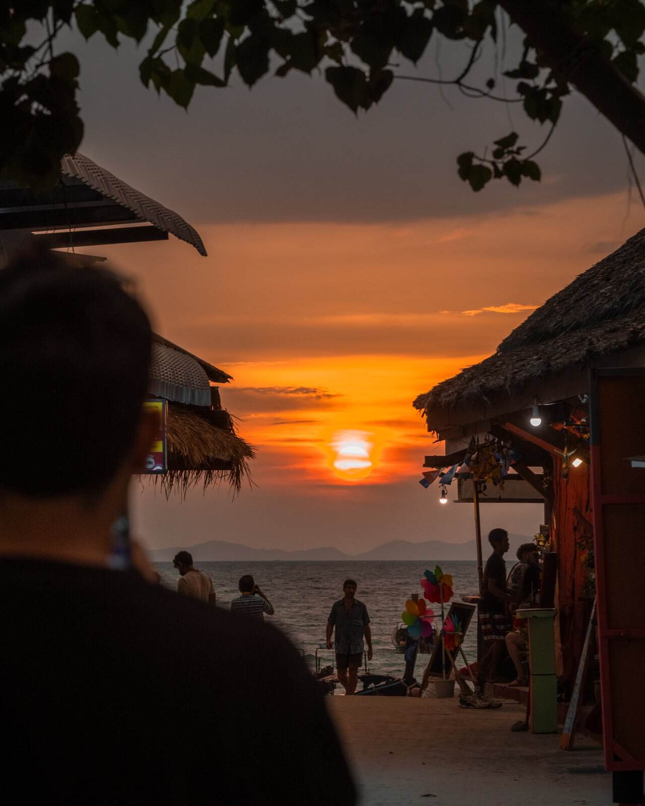 Sunset between beach bars on Railay